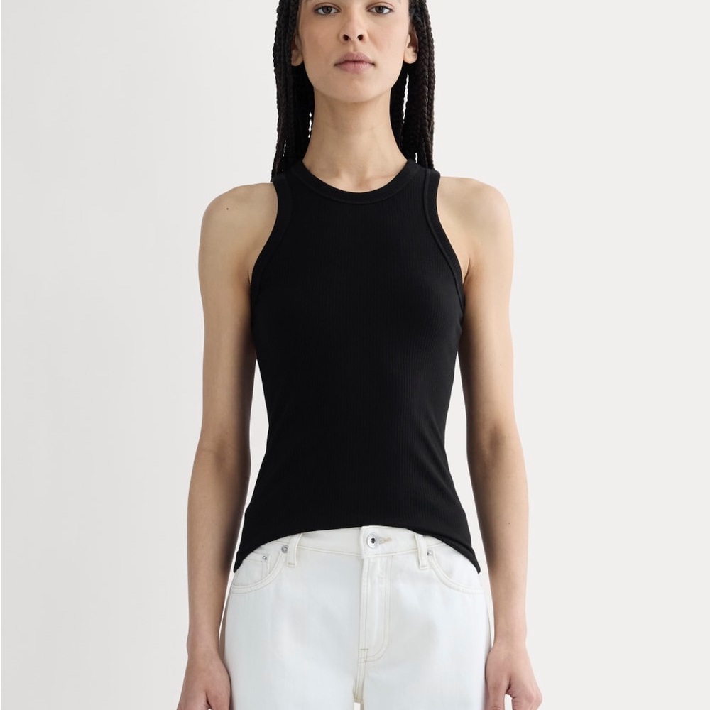 Everlane Black Ribbed Tank Top SzL NWT